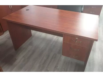 Single pedestal desk 1500 x 800 3 drawer - Melamine - Summer Oak or Mahogany